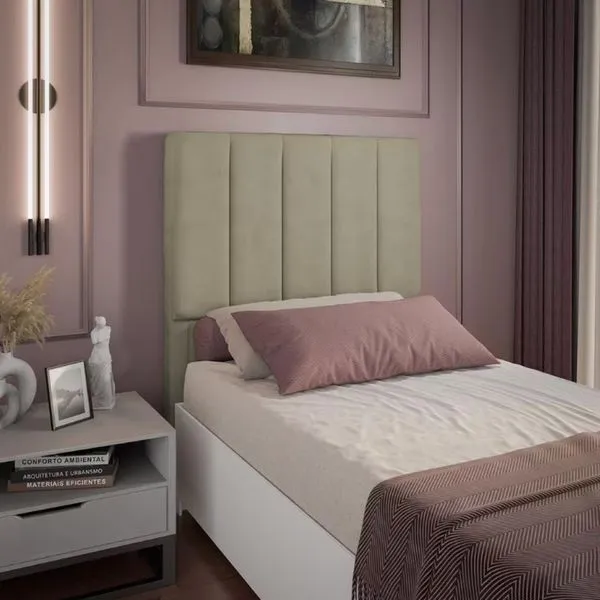 Cama Box Solteiro Dobuê Veneza com Revestimento em Veludo Camurça