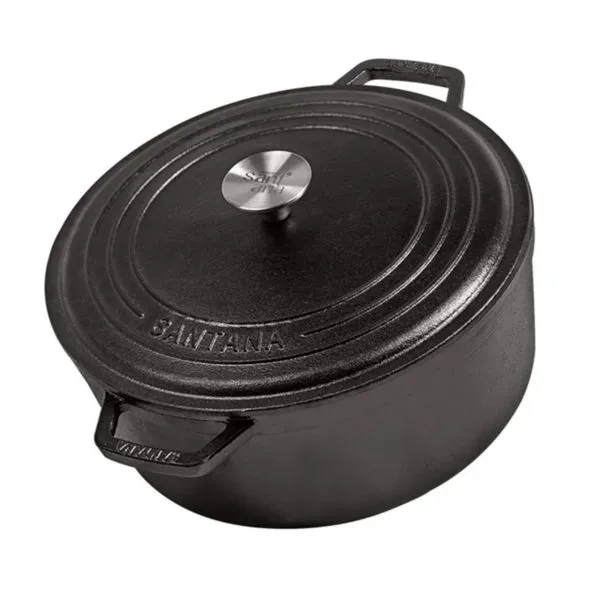 Panela De Ferro Fundido Caçarola NEO Com Alça e Tampa De Ferro 4,6L N° 26 Santana