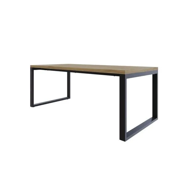 Mesa De Jantar Queens 200x90x77cm Qemj9200 Vermont Oak - Est.preta Vermont Oak/est.preta