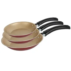 Conjunto de Frigideiras Francesa Antiaderente 18, 20 e 22 cm Cereja e Creme Luz