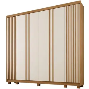 Guarda Roupa Arezzo 6 Portas Ripado 6 Gavetas 12 Prateleiras Cinamomo Off