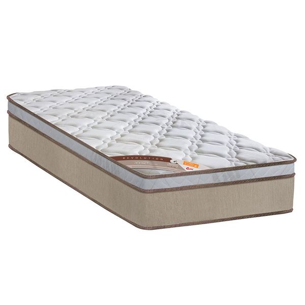Colchão Solteiro Castor Sleep Revolution com Molas Ensacadas e Euro Pillow 27x88x188 cm Branco com Bege