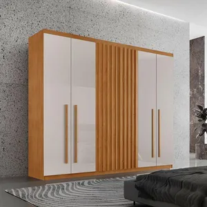 Guarda-Roupa Casal Torino 100% MDF 6 PT 4 GV Naturalle e Off White