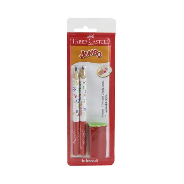 Kit Escrita Faber-Castell Le com 2 Lápis Jumbo Hb Nº2 e 1 Apontador Modelo 2