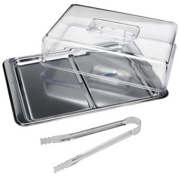 Conjunto para Frios Brinox Átina 1413/100 em Inox e Acrílico 3 Peças Inox e Transparente