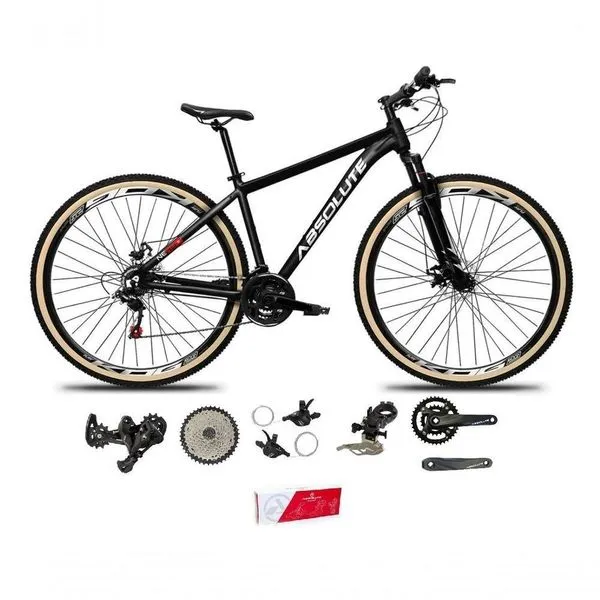 Bicicleta Aro 29 Absolute Nero 5 Alumínio 2x9 Freios Hidráulicos K7 Garfo Com Trava 18v Preto 19