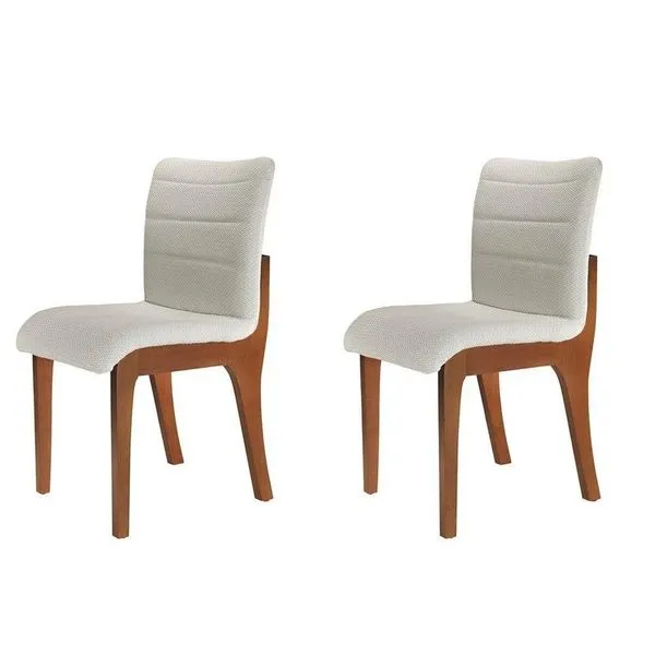 Conjunto Com 2 Cadeiras Para Mesa De Jantar Bella Mobillare Imbuia/linho Coleção