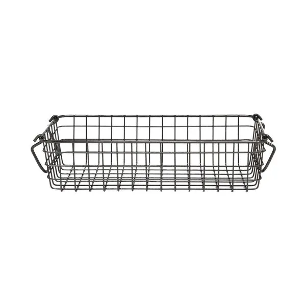 Cesto Organizador Le Grid em Ferro Preto com Alças 31,5x17x8cm