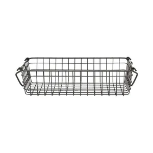 Cesto Organizador Le Grid em Ferro Preto com Alças 31,5x17x8cm