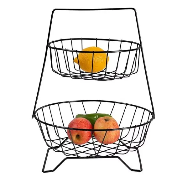 Fruteira de Mesa 613 2 Andares com Pedestal Utimil Preto
