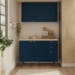 Armário De Cozinha Genialflex Modulado 2 Peças Azul S/tampo