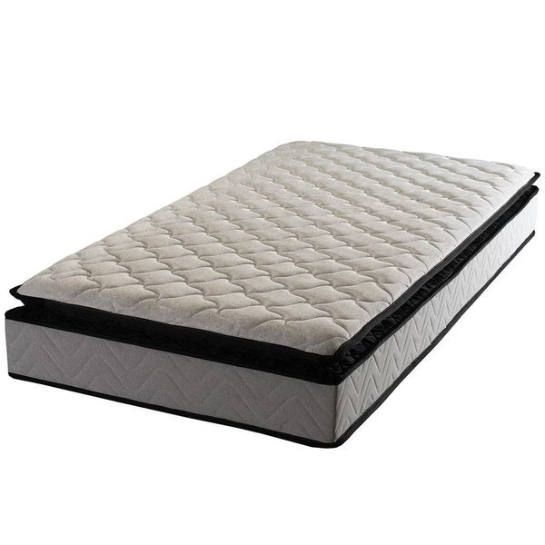 Colchão de Solteiro Hellen Titanium com Molas Ensacadas e Pillow Top 24x88x188cm Cinza e Preto