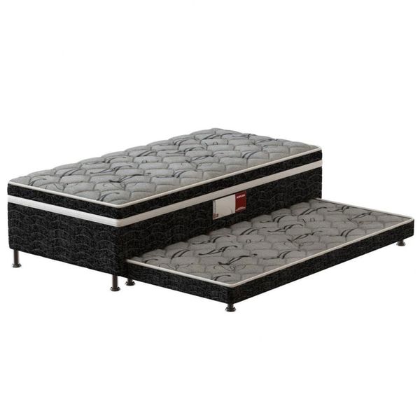 Cama Box Conjugada Solteiro Pelmex Platinum com Cama Auxiliar 43x88x188cm Preto com Cinza