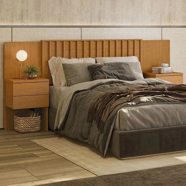 Cabeceira para Cama de Casal e Queen Size Palumóveis Olinda Extensível 300cm de Largura Cinamomo