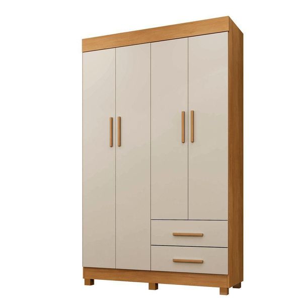Guarda Roupa New Copacabana 4 Portas 2 Gavetas 5 Prateleiras Cinamomo Off