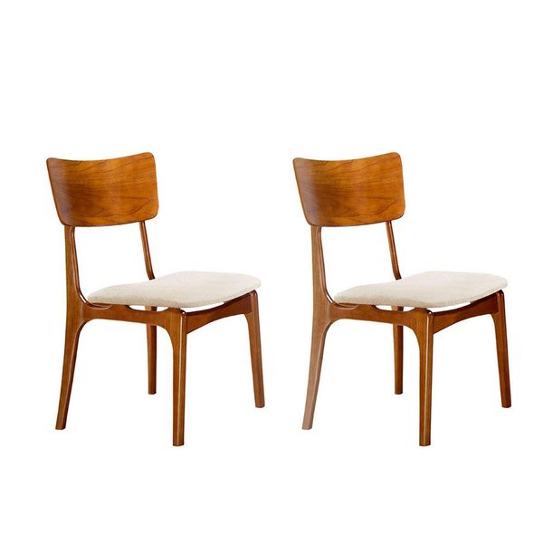 Conjunto com 2 Cadeiras Parma Gold Linho Bege e Imbuia Natural