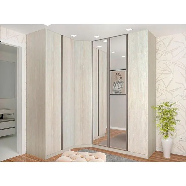 Guarda Roupa Casal De Canto 6 Portas E Legno Crema