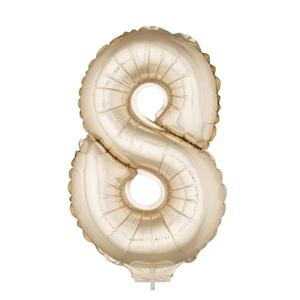 Balão Metalizado 16" Funny Número 8 Rosé Champagne com Suporte