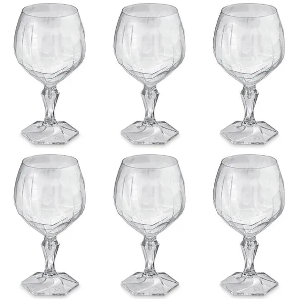 Conjunto 6 Taça Para Água Suco 350ml Plástico UZ Tango Translucida Transparente