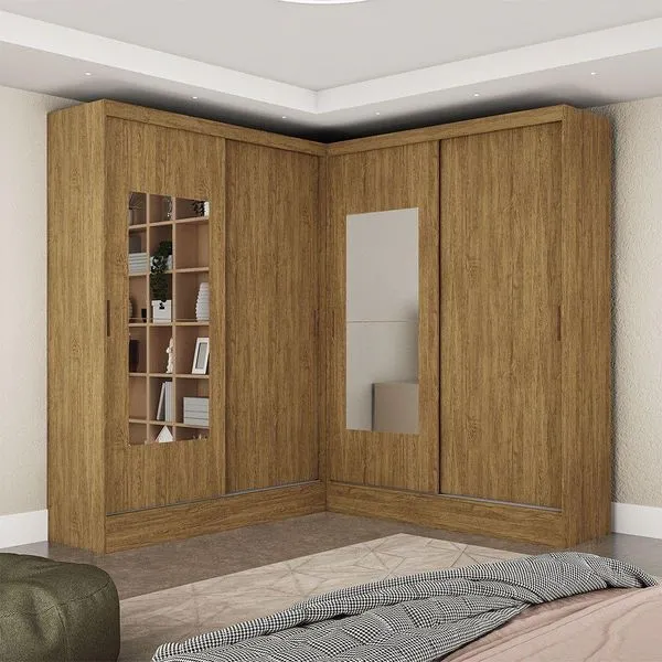 Closet Casal Belém 4 Portas com Espelho Carioca Móveis Cinamomo
