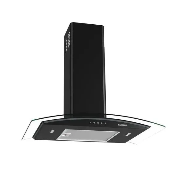 Coifa Nardelli De Parede Clean Vidro Curvo Black 70cm Preto 110V