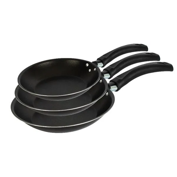 Conjunto de Frigideiras Francesa Antiaderente 18, 20 e 22 cm Preto Luz