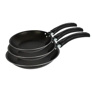 Conjunto de Frigideiras Francesa Antiaderente 18, 20 e 22 cm Preto Luz