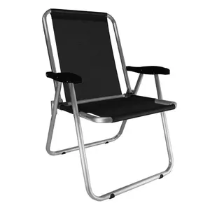 Cadeira Praia Max Alumínio Oversize Reforçada Até 140kg Zaka Preto