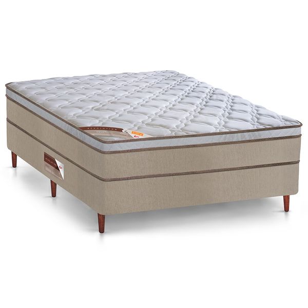 Cama Box Casal Castor Revolution com Mola Bonnel Branco com Bege