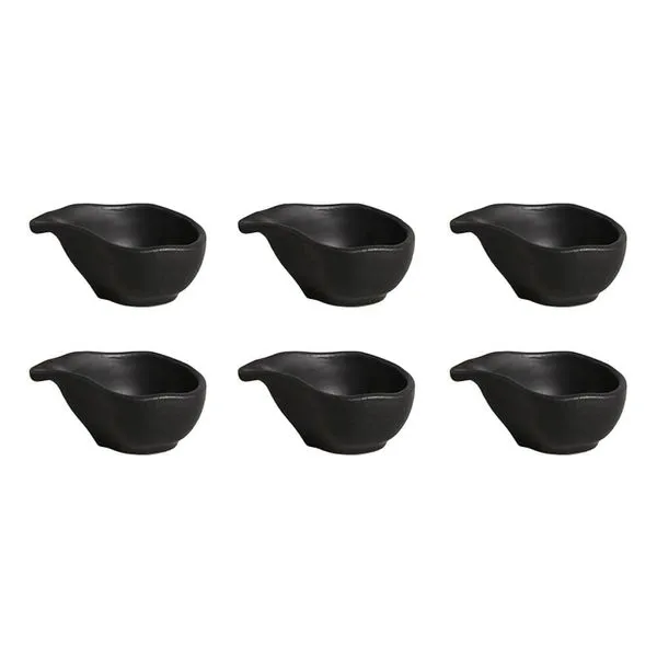 Conjunto de Molheiras Ovais Porto Brasil Orgânico Preto Matte 40ml - 6 Peças