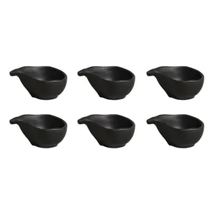 Conjunto de Molheiras Ovais Porto Brasil Orgânico Preto Matte 40ml - 6 Peças