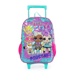 Mochila Escolar Feminina de Rodinhas LOL Rosa U / Rosa