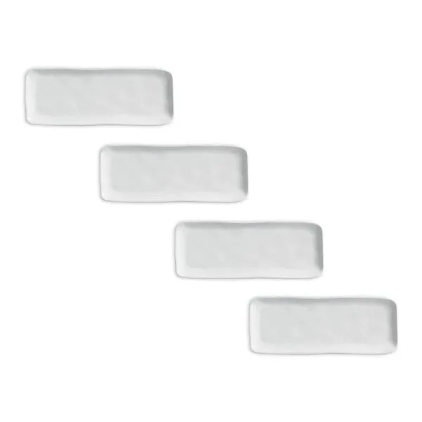 Conjunto de Travessas Retangulares Médias Porto Brasil Orgânico New White 33x13cm - 4 peças