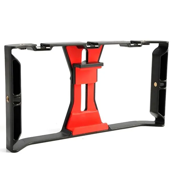 Estabilizador de Celular Universal 4” a 7” com Suporte para Luz e Microfone – Antiderrapante para Vídeos | Profissional