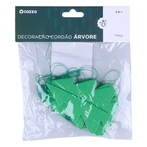 Cordão Decoração de Natal Árvore Papel Cazza Verde