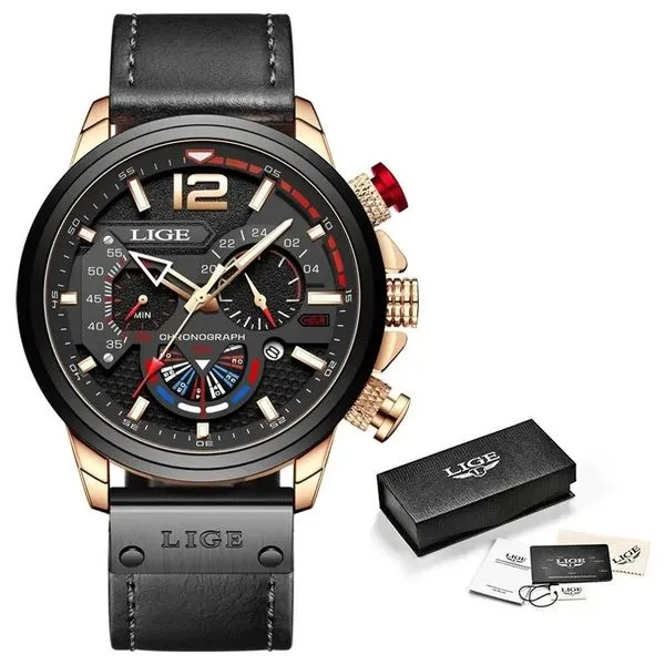 Relógio quartzo Cronógrafo de Luxo Masculino Ouro preto