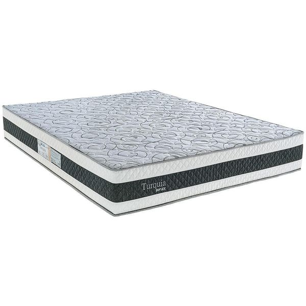 Colchão Queen Turquia com Molas Pocket e Pillow Inn Biflex Branco com Grafite