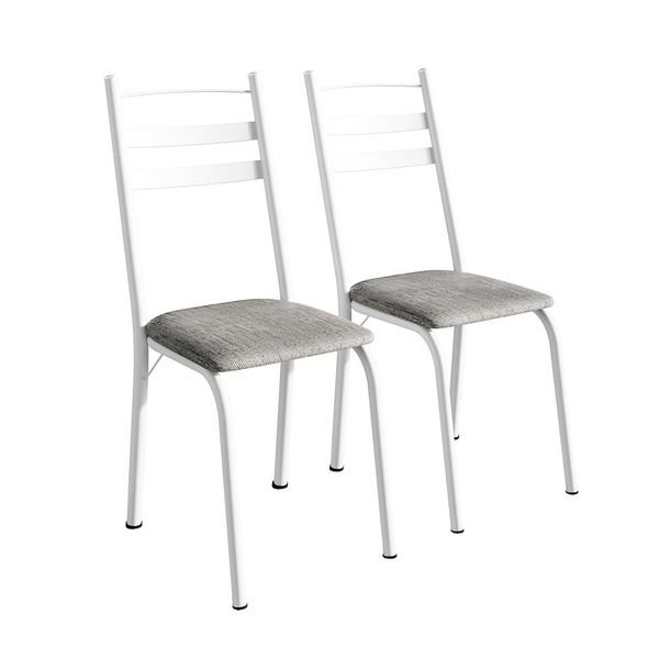 Conjunto com 2 Cadeiras Peters Revestimento Sintético Grafiato e Branco