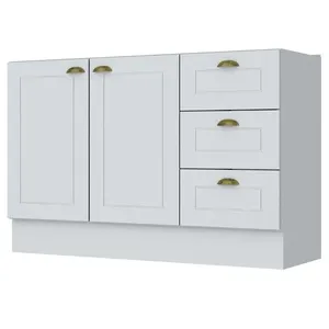 Balcão para Pia 120 cm 2 Portas 3 Gavetas Americana C353 Henn Branco