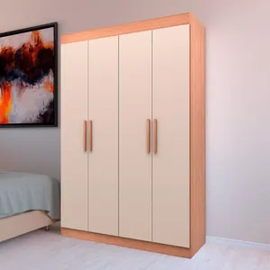 Guarda-Roupa Ville com 4 Portas 2 Gavetas e 2 Prateleiras 134cm de largura Bartira Avelã/Cappuccino