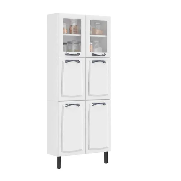 Paneleiro Itatiaia Em Aço Branco 6 Portas 2 Vidros New Premium