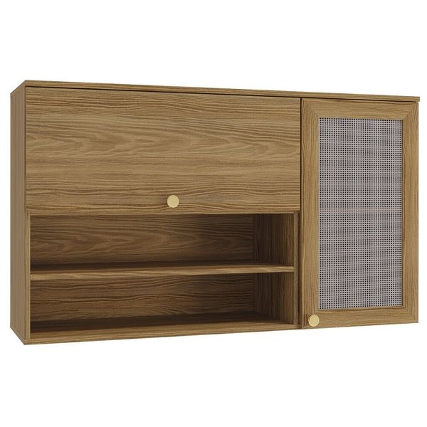 Armário Aéreo Kappesberg Botanic 120cm com Tela 2 Portas MDP M635 Nogueira