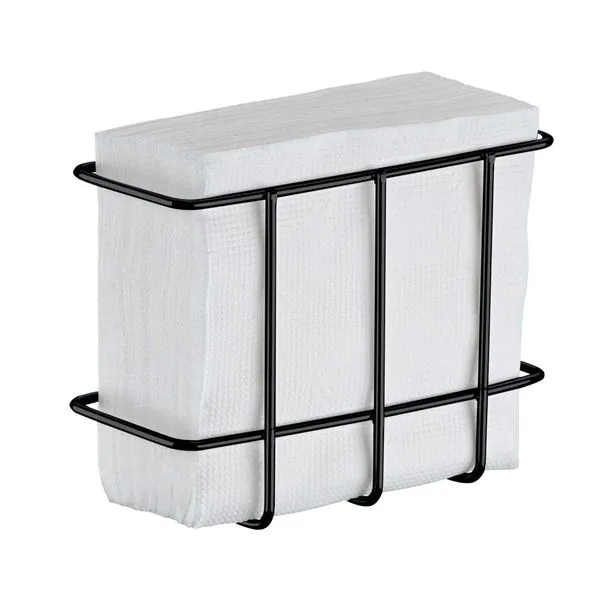 Porta Guardanapo de Mesa Aço Cromado Preto Utimil Organizador Restaurante Lancheria