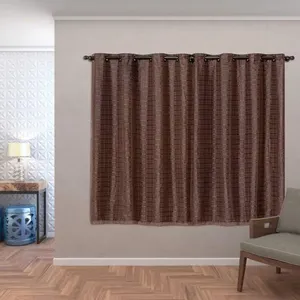 Cortina Blackout Pvc Com Tecido Voil Xadrez 2,80 M X 1,60 M - exclusividade na cor Marrom.