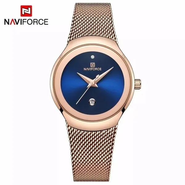 Relógio Feminino Naviforce Aço inoxidável à prova d´ Água Azul