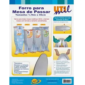 Forro para Mesa de Passar Utimil TM001 em Tecido Metalizado Térmico Metálico