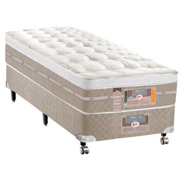 Cama Box Viúva Silver Star Air com Molas Ensacadas 71x120x203cm Castor Branco com Bege