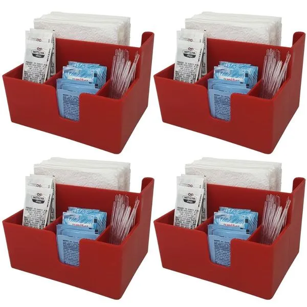 Kit 4 Porta Sachês Guardanapos Açúcar Organizadores Bancada Preto Vermelho