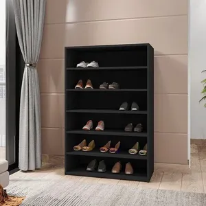Sapateira Melice A01 0 Portas 6 Prateleiras 72CM MDF Preto para Quarto e Corredor