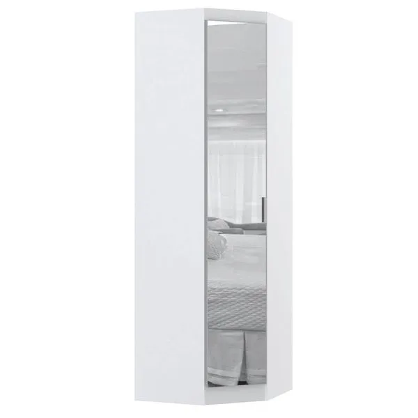 Guarda Roupa de Canto Diagonal 70cm 1 Porta Com Esp Alpes Luciane Móveis Branco Pf